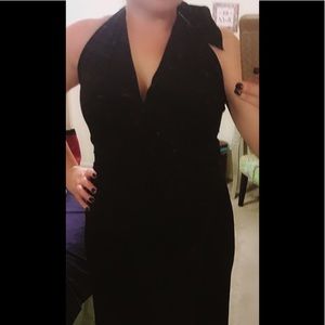 Peter Cohen Asymmetrical Halter Dress - Black Silk